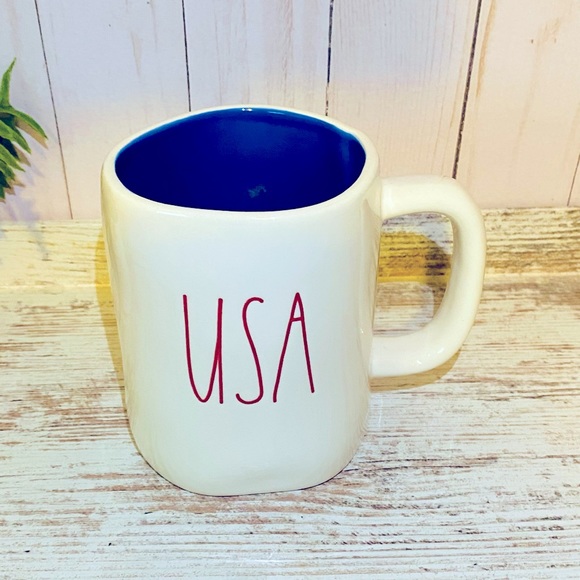 Rae Dunn USA mug with blue interior and red letters - Picture 6 of 7